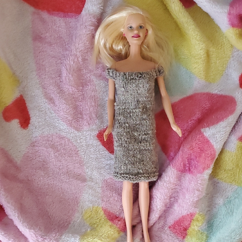 Stylish Barbie with Gray Crochet Dress